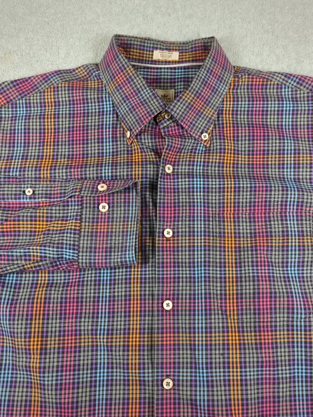Peter Millar Shirt Men's XL Plaid Long Sleeve Casual Button Down